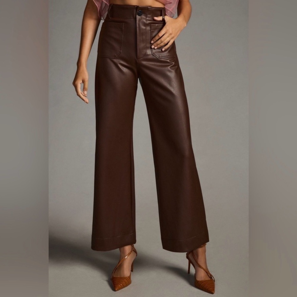 Anthropologie Maeve Wide Leg Vegan Leather Pant